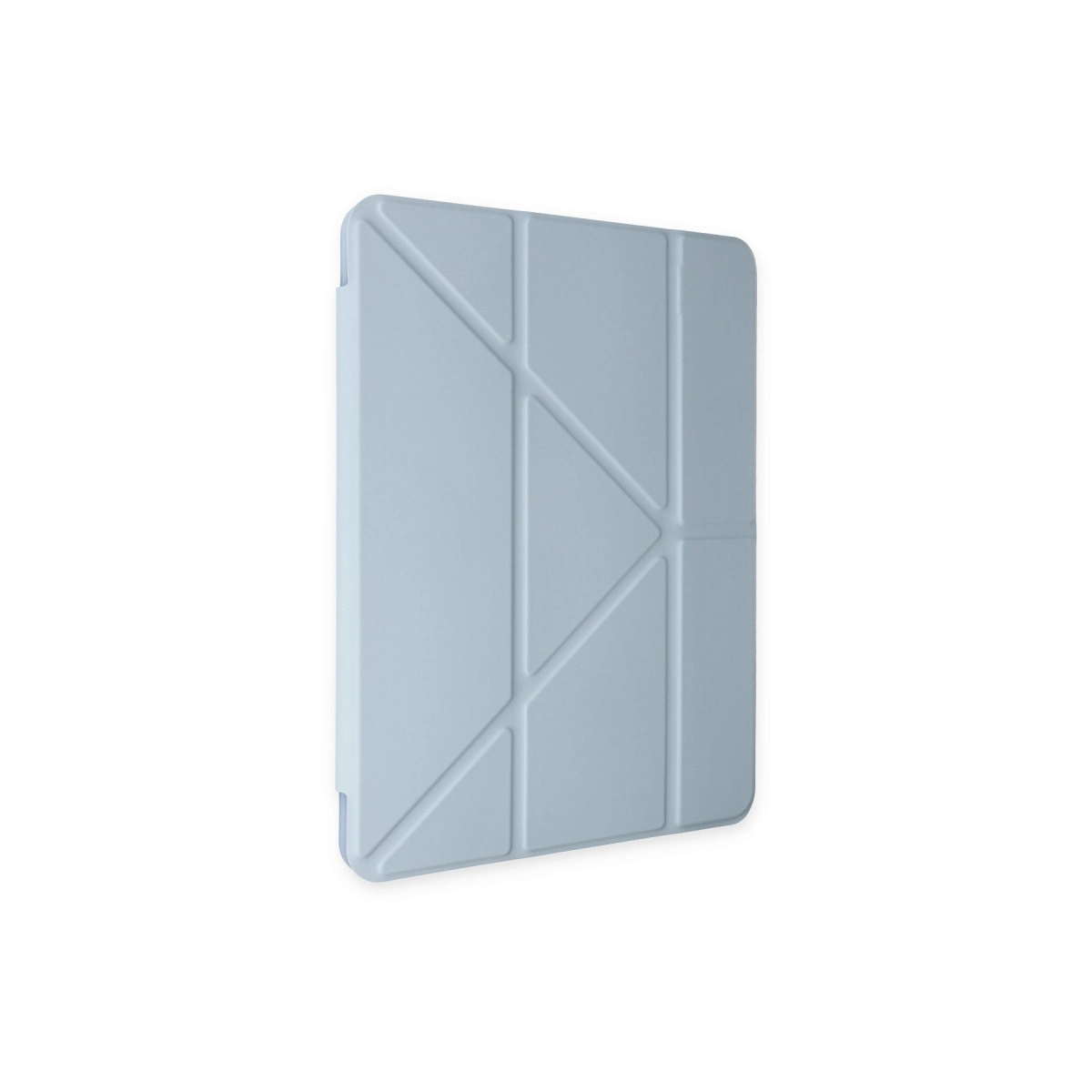 Geometrik katlama desenli açık mavi tablet kılıfı.