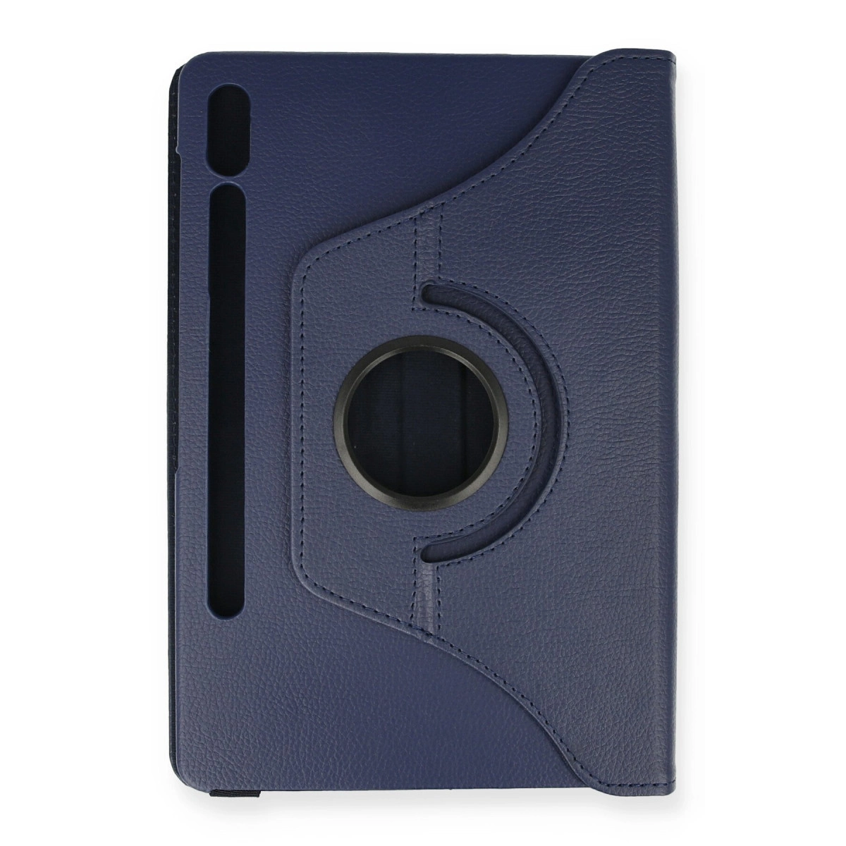 Döner stantlı ve kalem yuvalı lacivert tablet kılıfı.