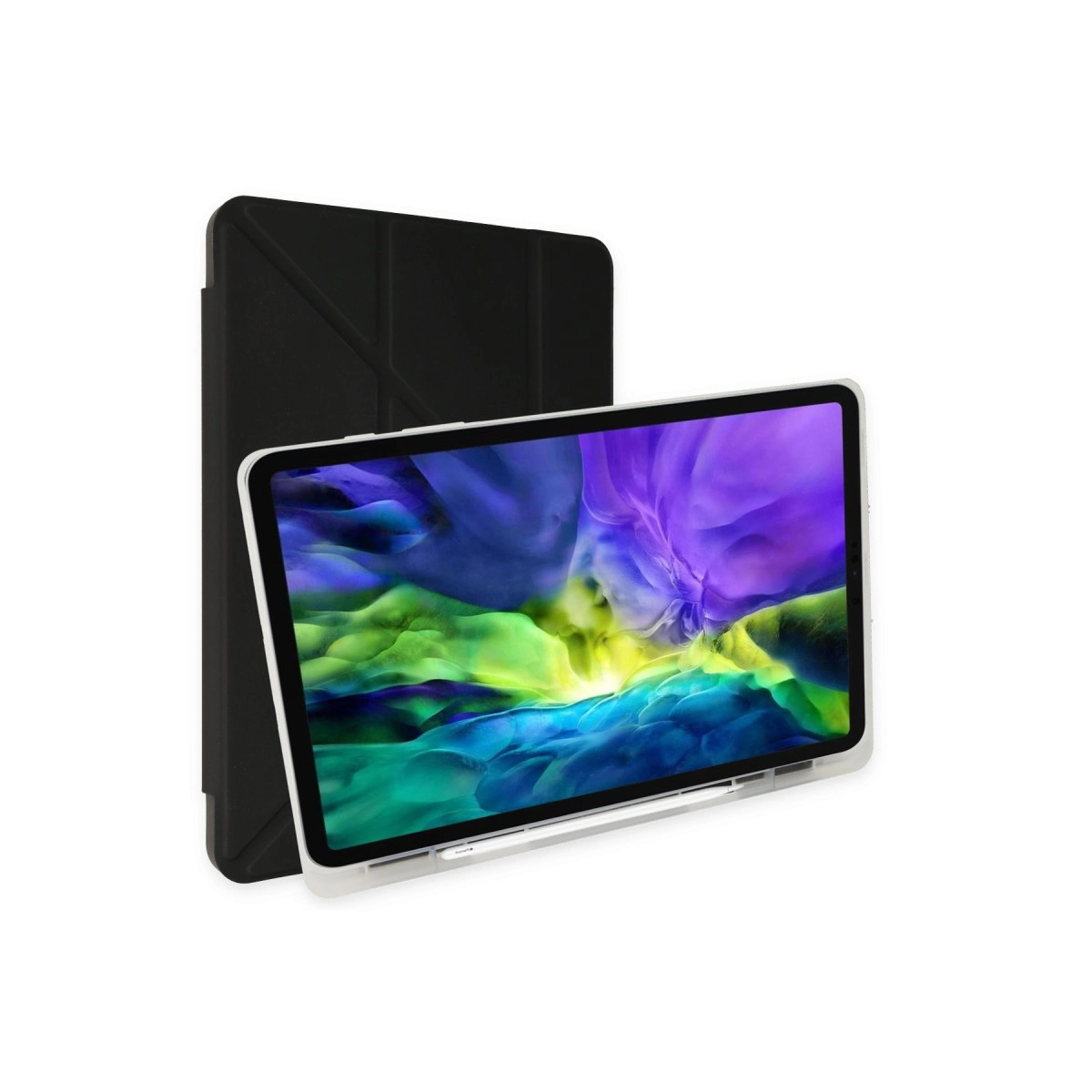 NEWFACE Kalemlikli Mars Apple iPad Pro 12.9 (2021) Uyumlu Tablet Kılıfı Siyah