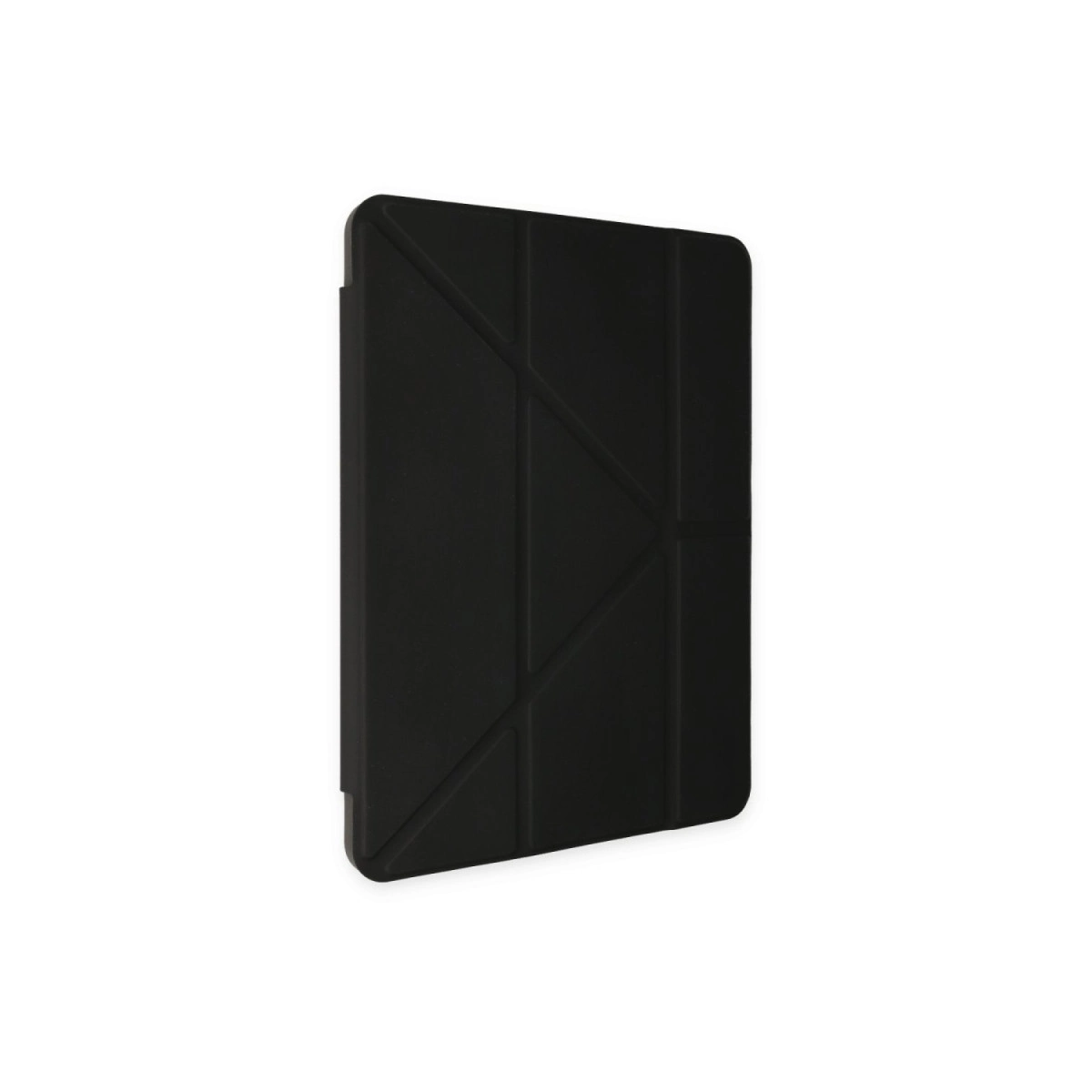 Geometrik katlanır desenli siyah tablet standı.