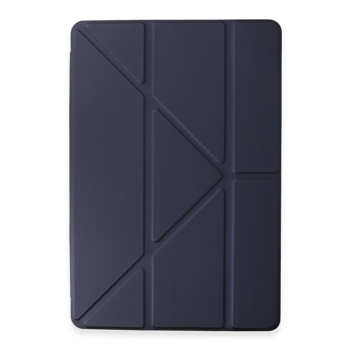Geometrik katlama desenli lacivert tablet kılıfı.