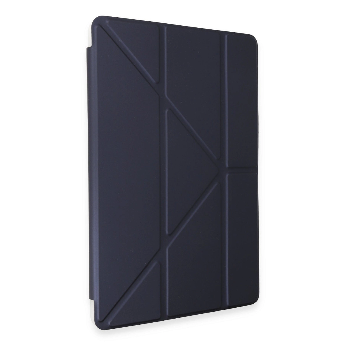 Geometrik tasarımlı lacivert tablet kılıfı.