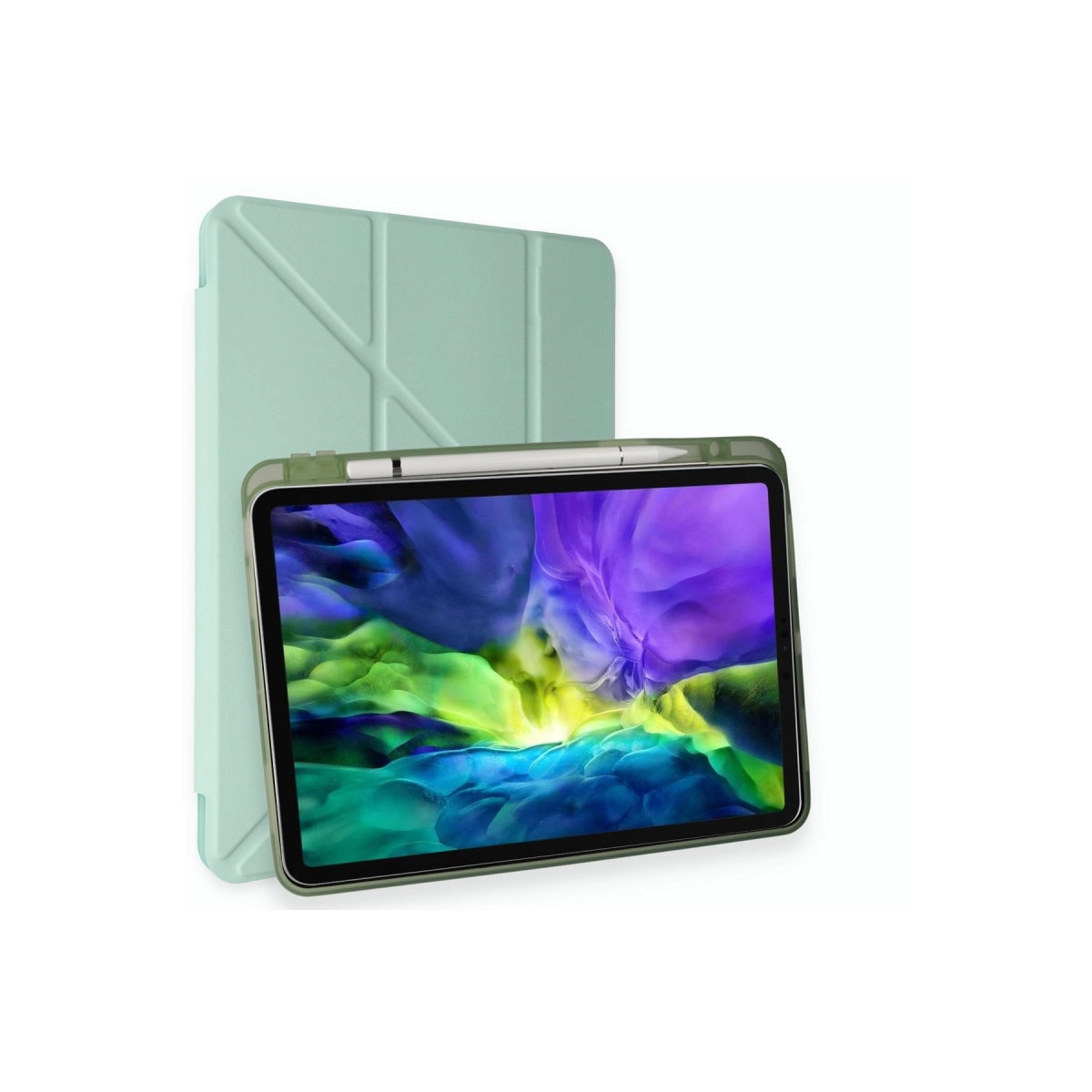NEWFACE Kalemlikli Mars Apple iPad Air 4 10.9 Tablet Kılıfı Açık Yeşil
