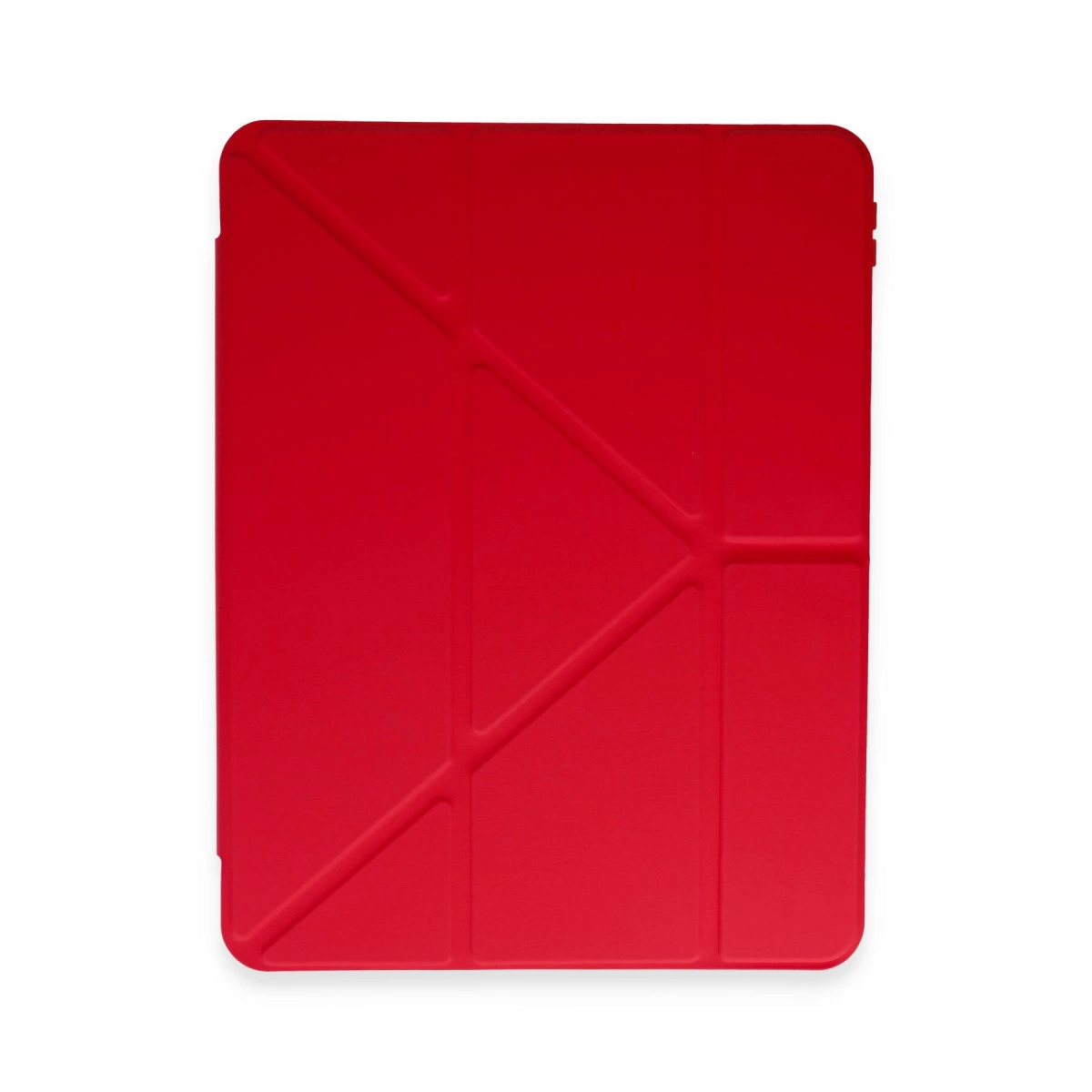 Geometrik desenli kırmızı tablet kılıfı.