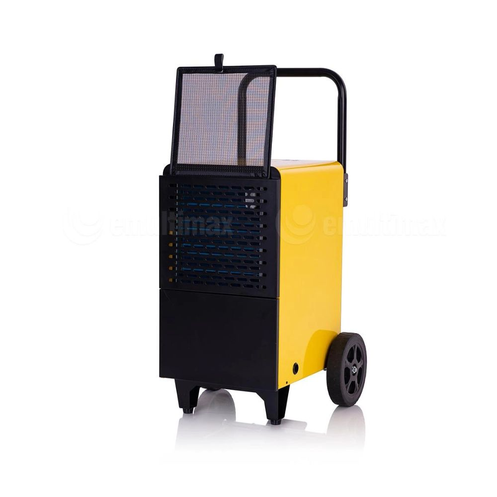 Żółty osuszacz powietrza z czarną obudową i kołami.