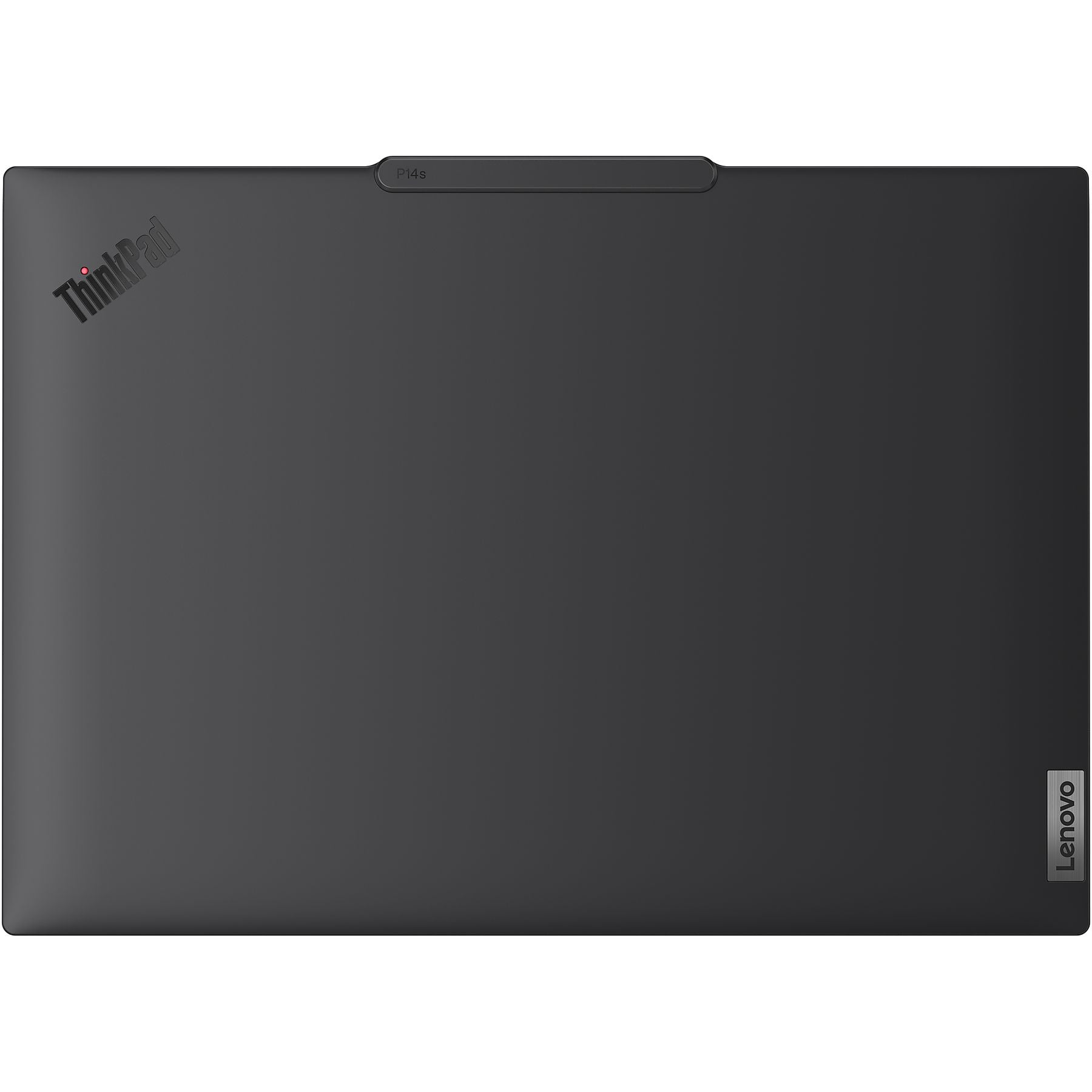Un laptop scuro con logo ThinkPad e marchio Lenovo.