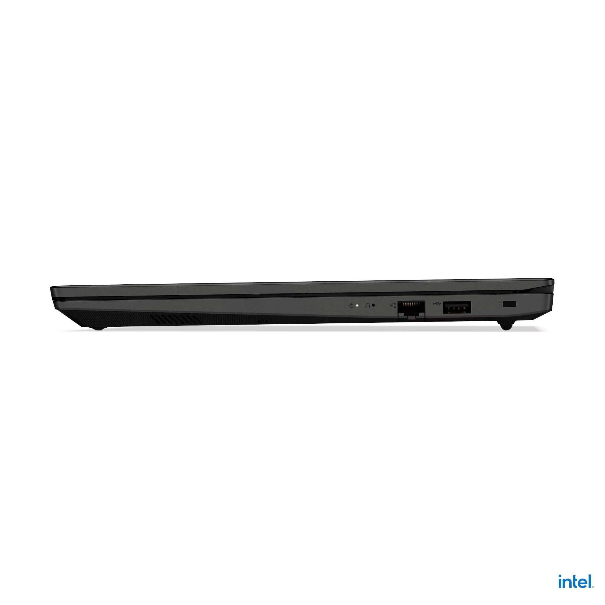Schwarzer Laptop-Seite mit Anschlüssen: USB, Ethernet, Kopfhörer.