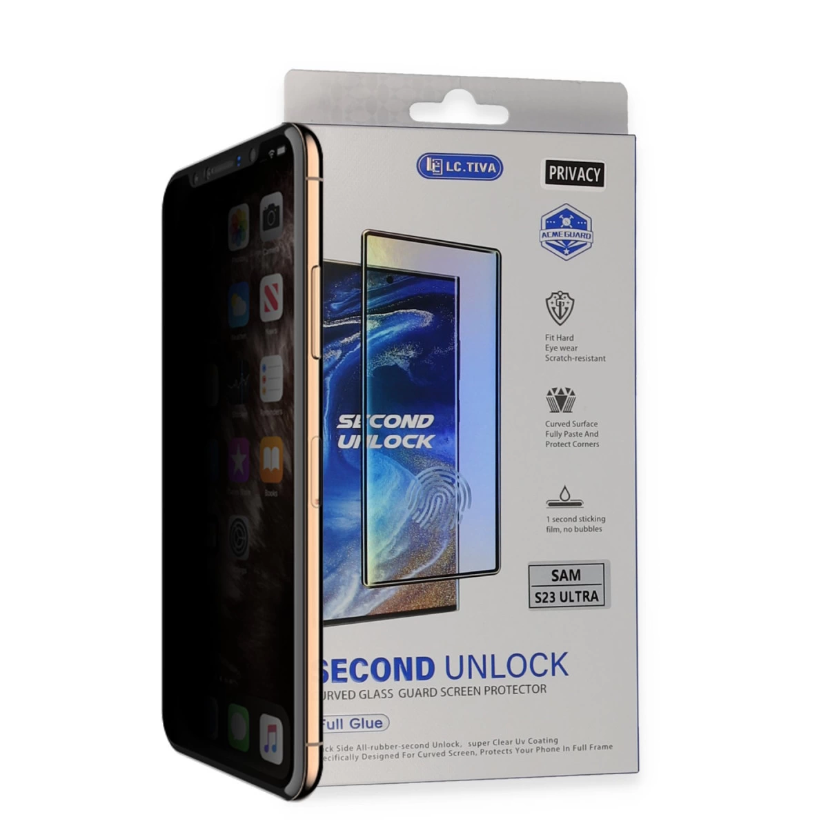 NEWFACE Samsung Galaxy S23 Ultra Uyumlu Durable Full Glue Curved Hayalet Cam Ekran Koruyucu