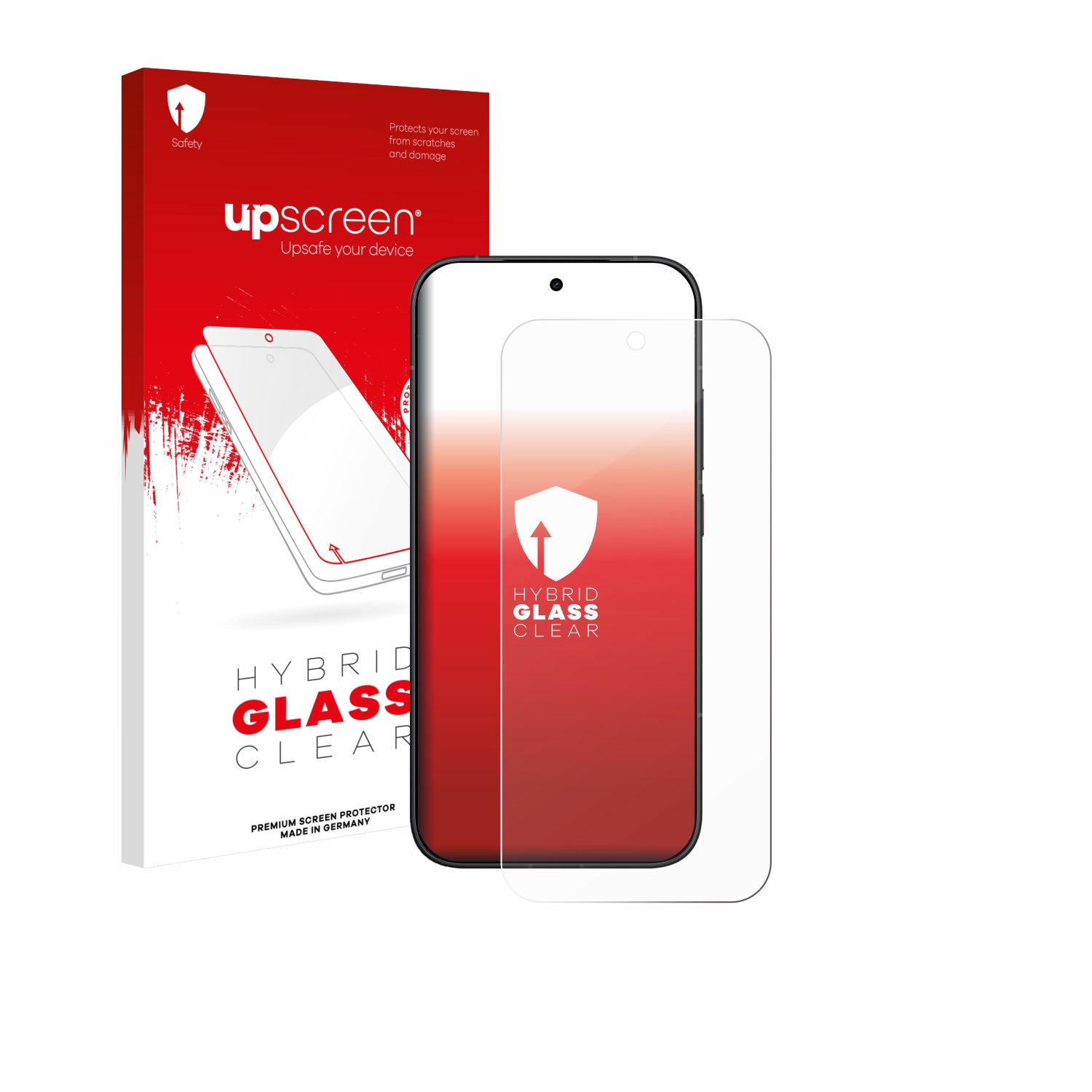 Verpackung und Displayschutzfolie für ein Smartphone.