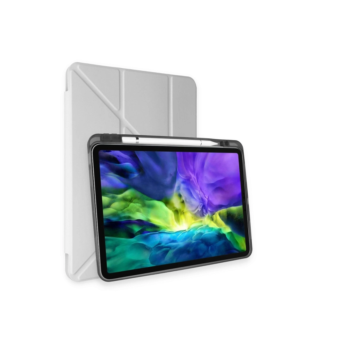NEWFACE Kalemlikli Mars Apple iPad Air 4 10.9 Uyumlu Tablet Kılıfı Gri