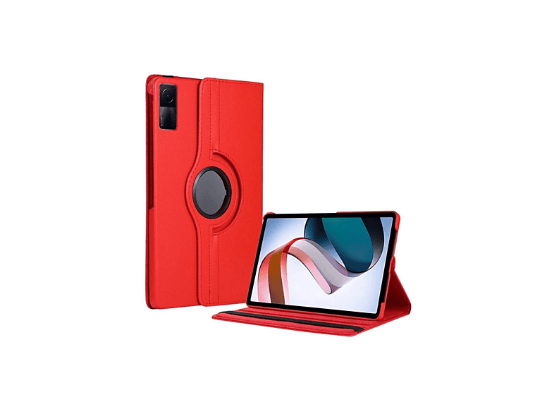 NEWFACE 360 Deri Xiaomi Redmi Pad SE 4G 8.7 Uyumlu Tablet Kılıfı Kırmızı