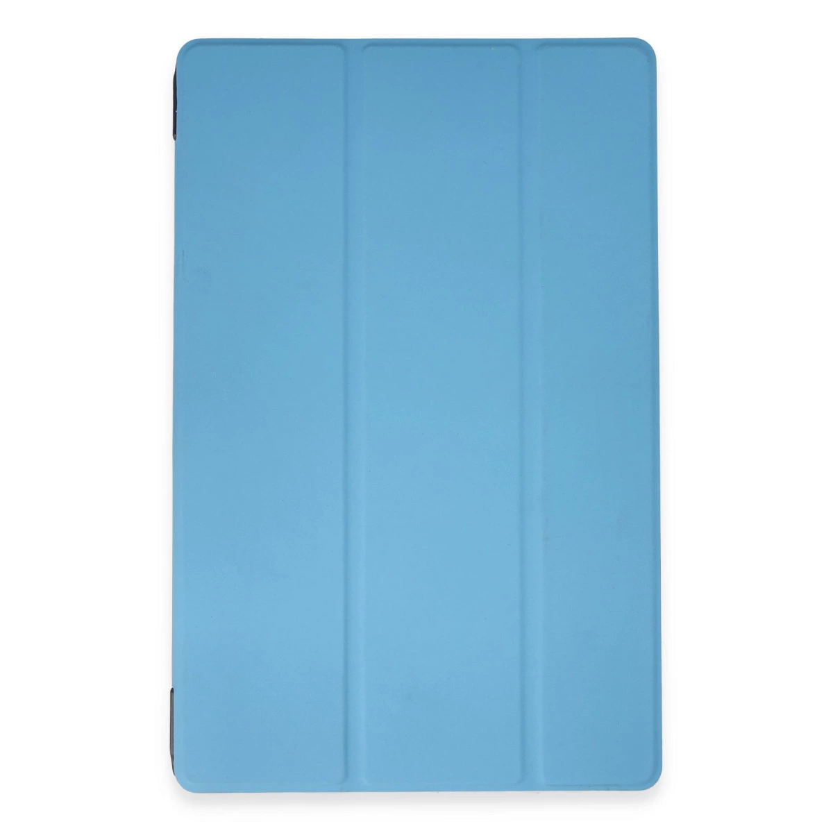 Üç katlamalı açık mavi tablet kılıfı.