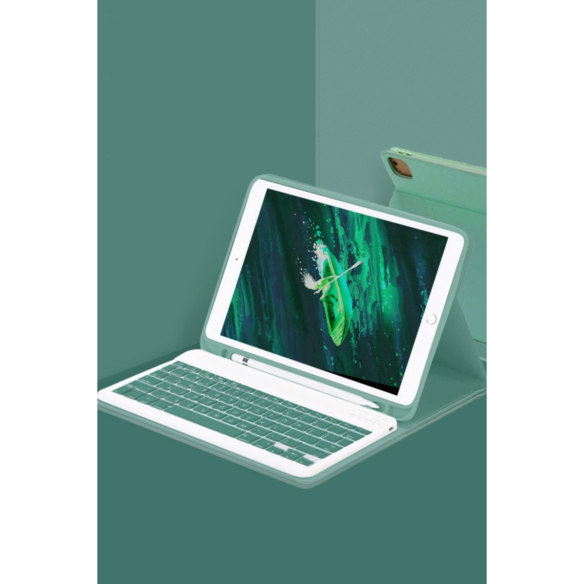 NEWFACE Smart Klavyeli Apple iPad Pro 11 (2022) Uyumlu Tablet Kılıfı Koyu Yeşil