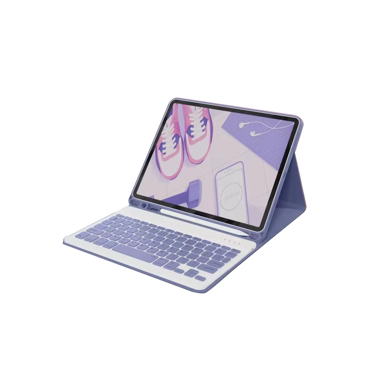 NEWFACE KC01 Smart Klavyeli Apple iPad 10.2 (9.nesil) Uyumlu Tablet Kılıfı Derin Mor