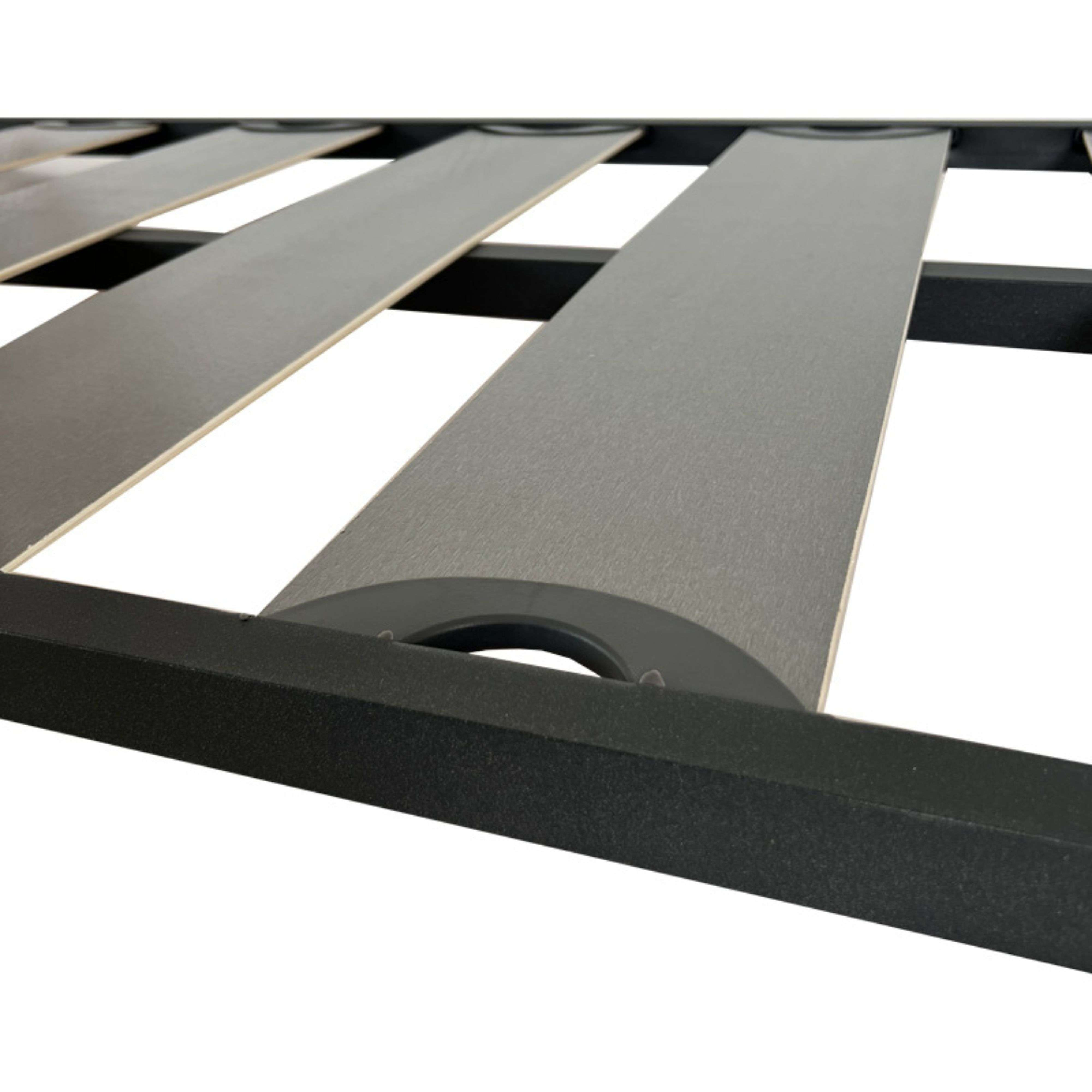 Rete A Doghe Francese Artigianale, 160x200 Cm (2x80x200), Con Piedi Inclusi, Altezza Totale 27 Cm, Rivestimento Imbottito Grigio, Produzione Francese, PEFC - 2