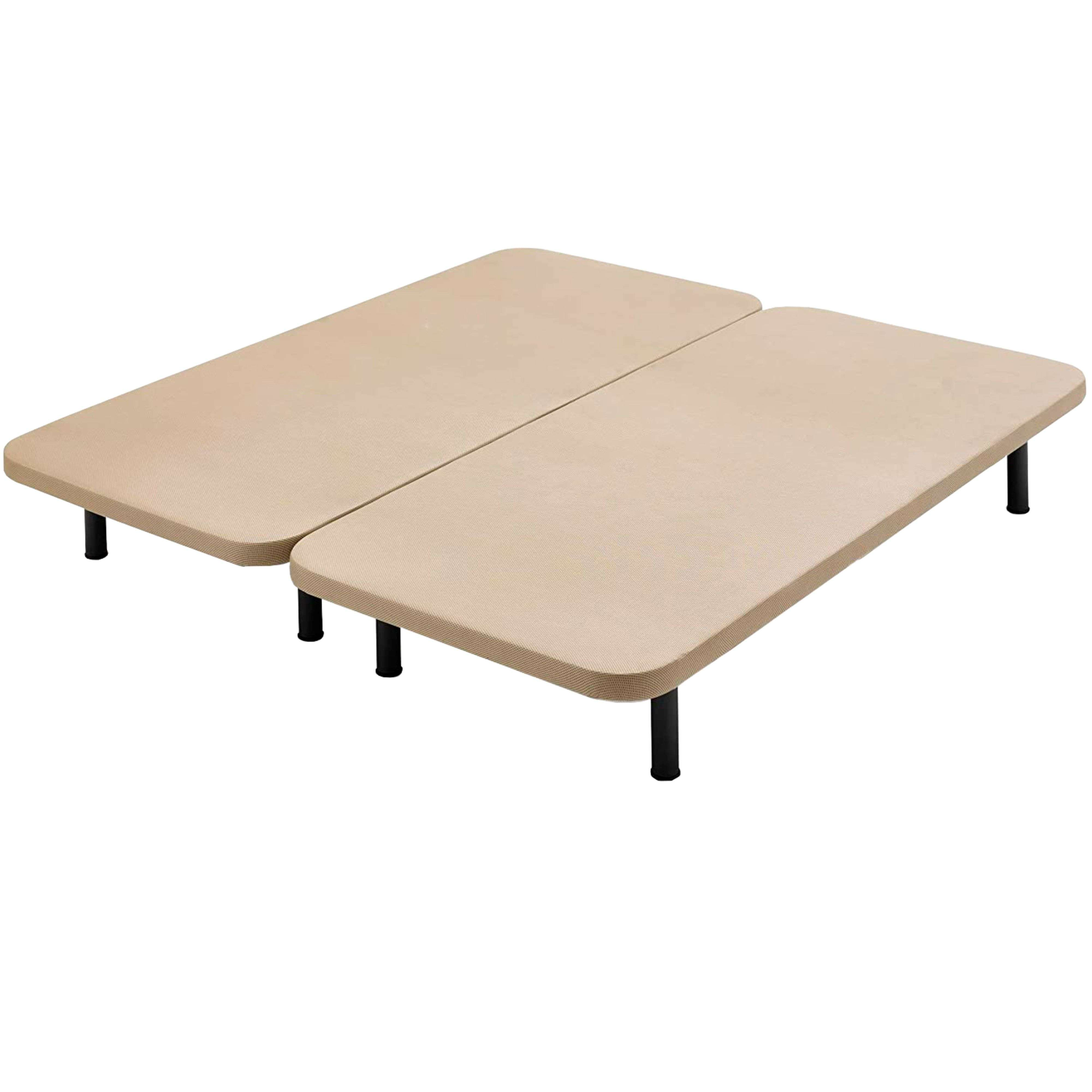 Dos somieres beige uno al lado del otro sobre patas negras.