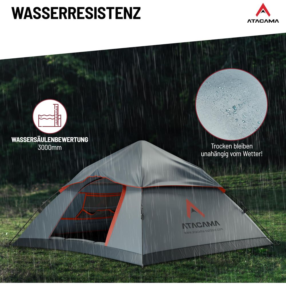 Tenda grigia sotto la pioggia, con valutazione colonna d'acqua 3000mm.