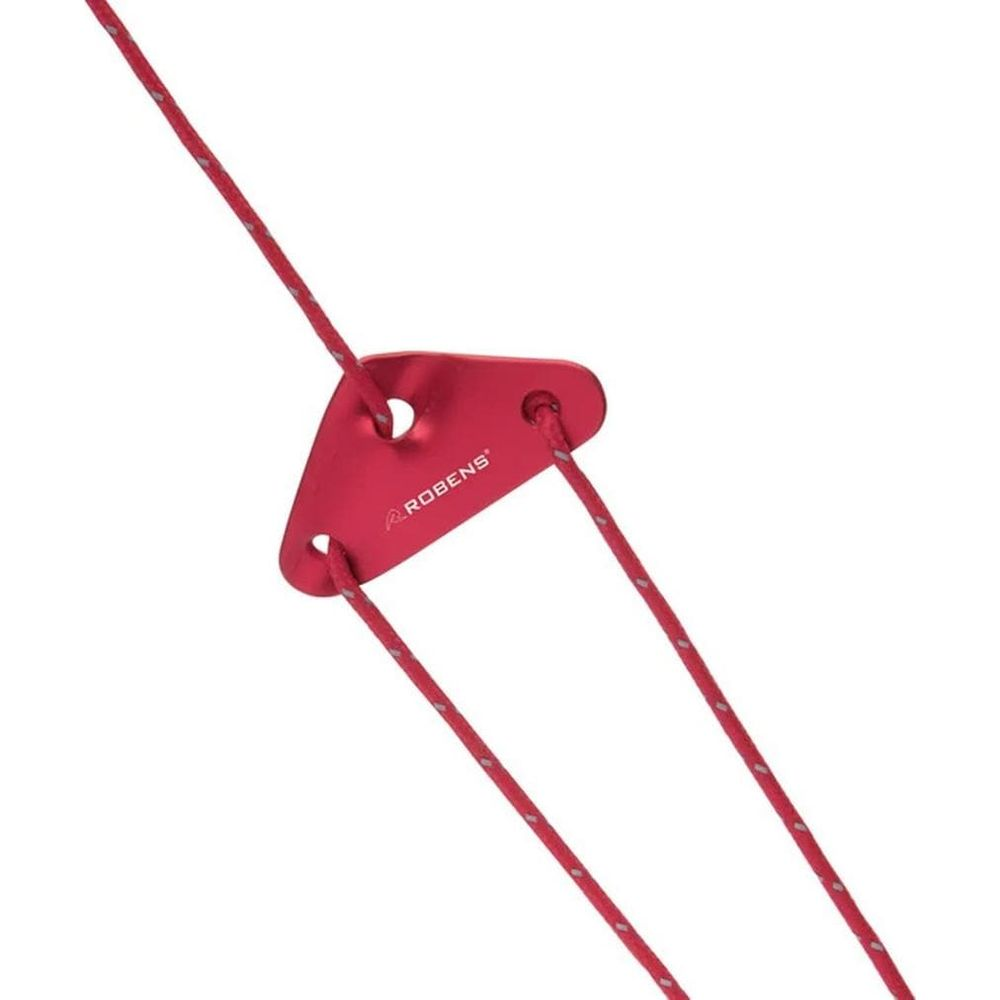 Un connettore triangolare rosso Robens con corde.