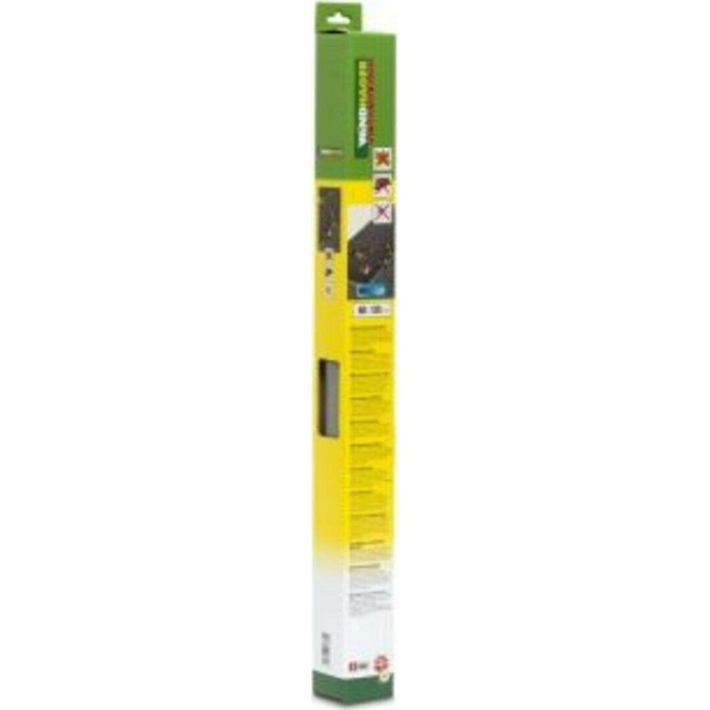 Gelbe Verpackung mit grüner Oberseite, zeigt einen Scheibenwischer.