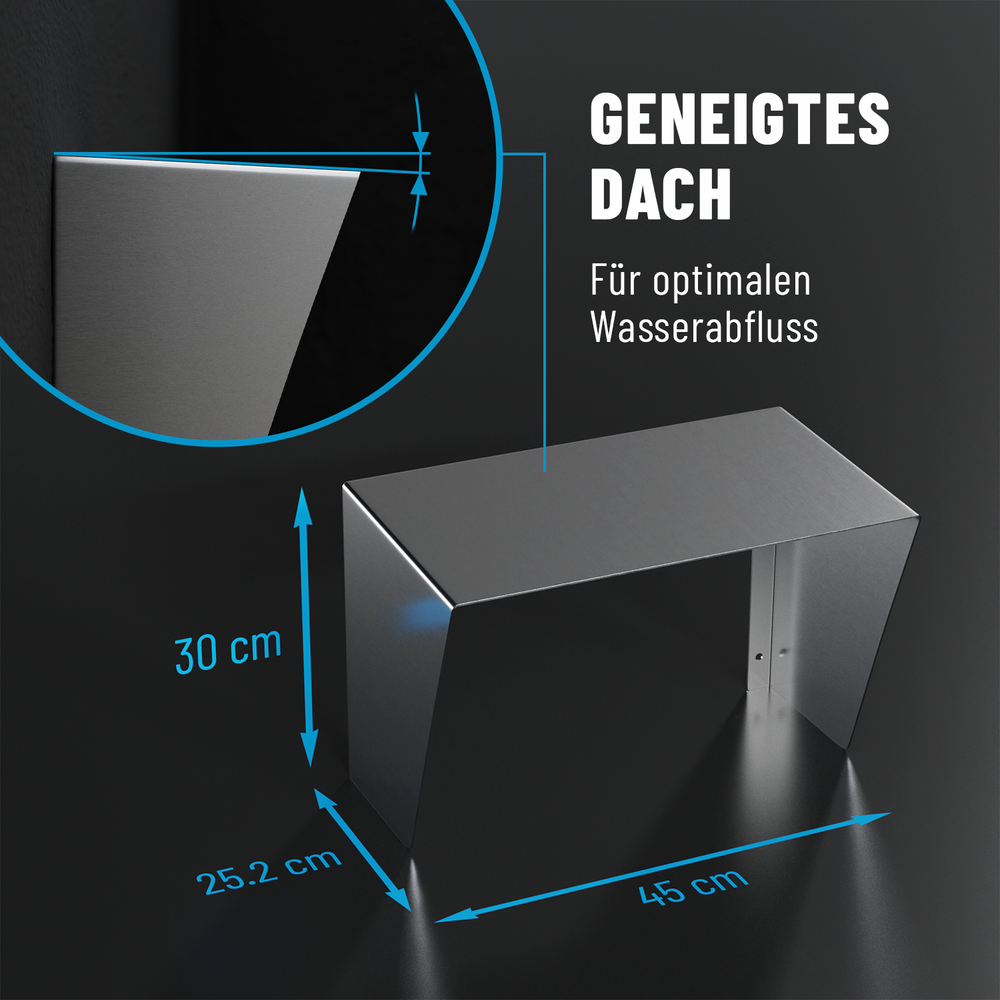 Metallisches Bauteil für Dächer, 45x30x25.2 cm, mit Detailansicht.