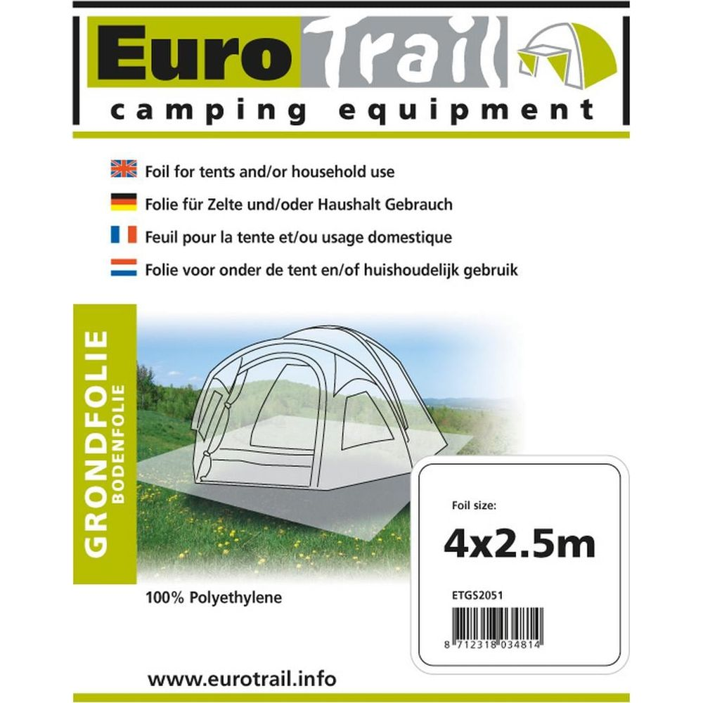 Telo base EuroTrail 4x2.5m in polietilene per campeggio e casa.