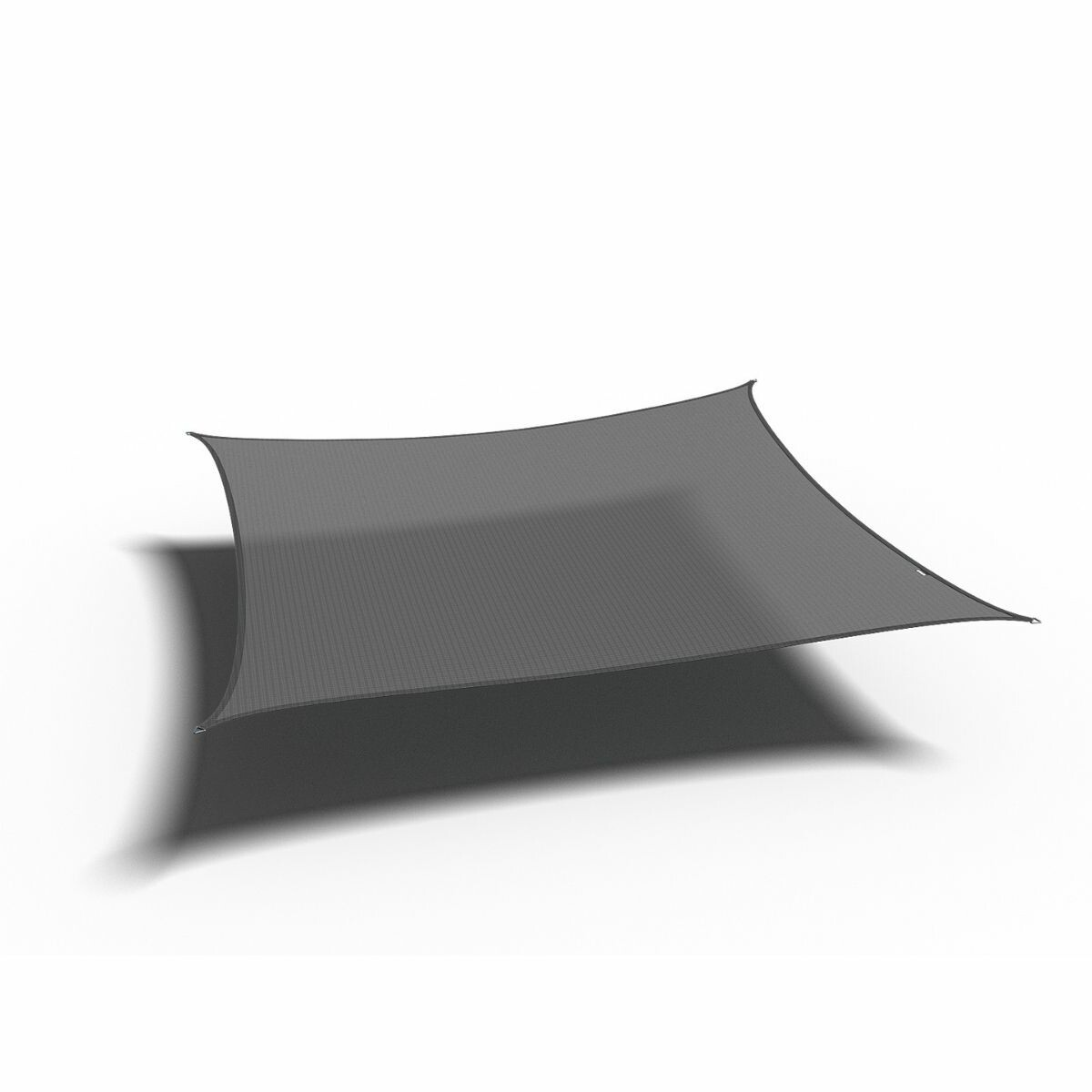 Une voile d'ombrage grise projetant une ombre sur fond blanc.