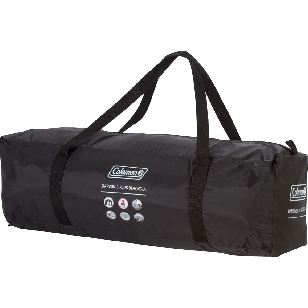Borsa da trasporto nera Coleman con manici e logo.