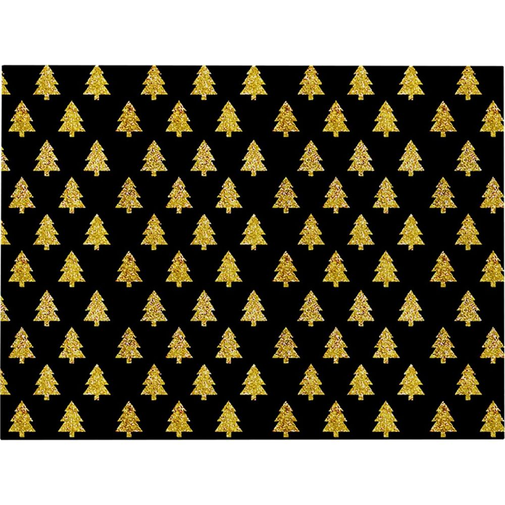 Goldene Weihnachtsbäume auf schwarzem Hintergrund, glitzernd.
