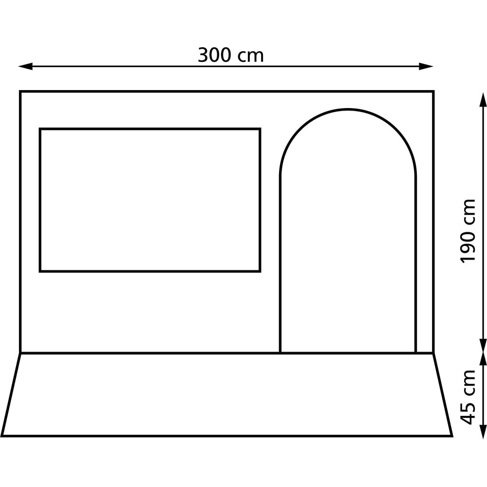 Eine Skizze eines Raumes mit Maßen: 300 cm breit, 190 cm hoch.