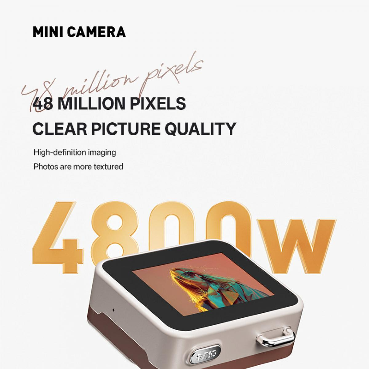 Eine Mini-Kamera mit 48 MP und klaren Bildern. Nahaufnahme.
