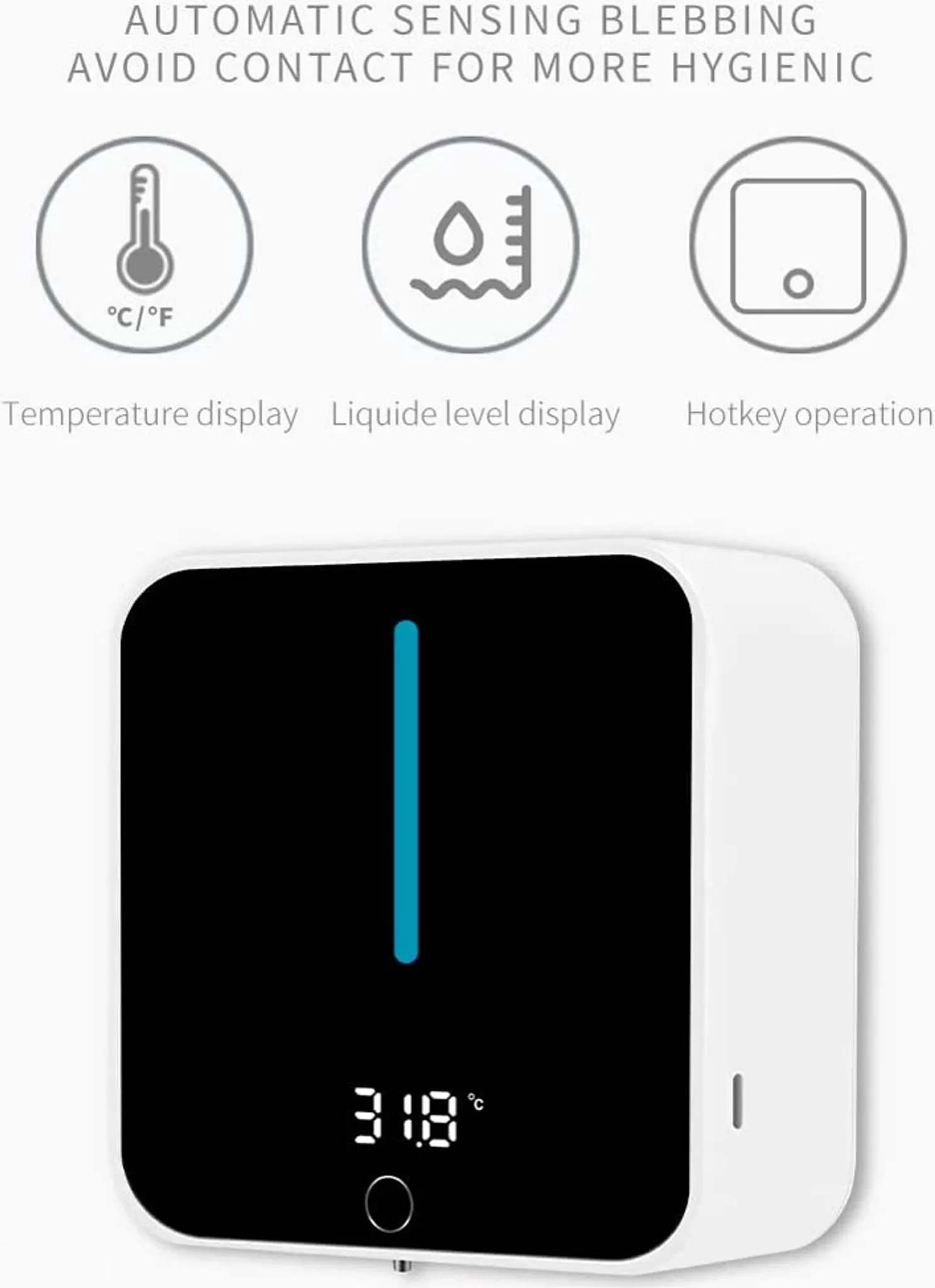 Automatische Anzeige: 31.8°C. Berührungslos, hygienisch.