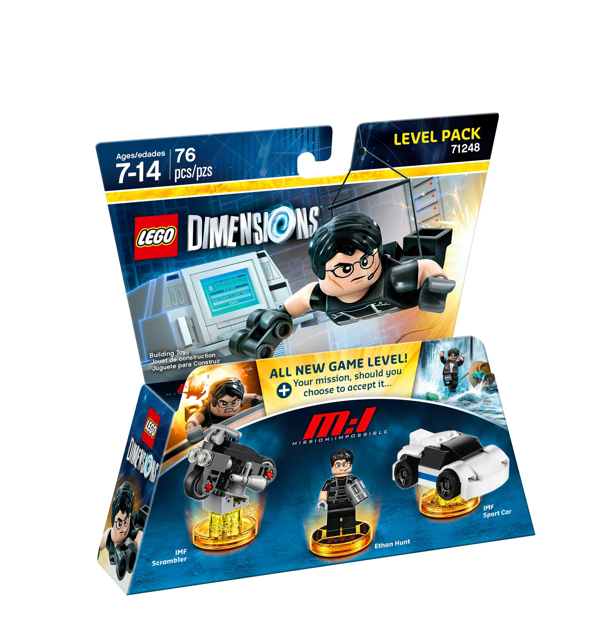 Lego Dimensions Mission Impossible Level Pack con figura di Ethan Hunt, Scrambler e auto sportiva.