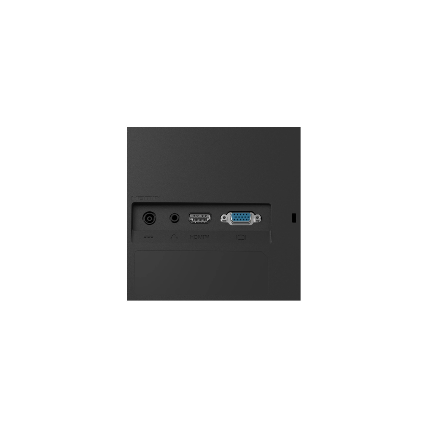 Port HDMI i VGA na czarnym urządzeniu.