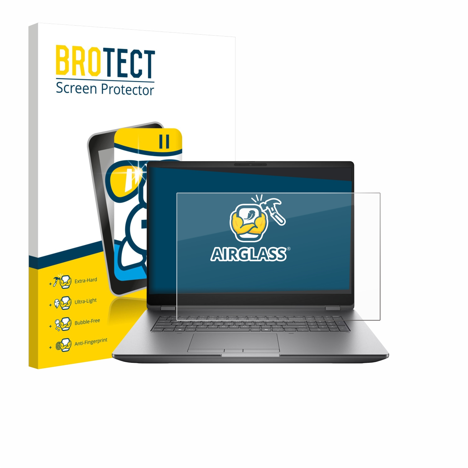 BROTECT Displayschutzfolie für Laptops, mit Funktionen wie extrahart, ultraleicht, blasenfrei, fingerabdruckfrei.
