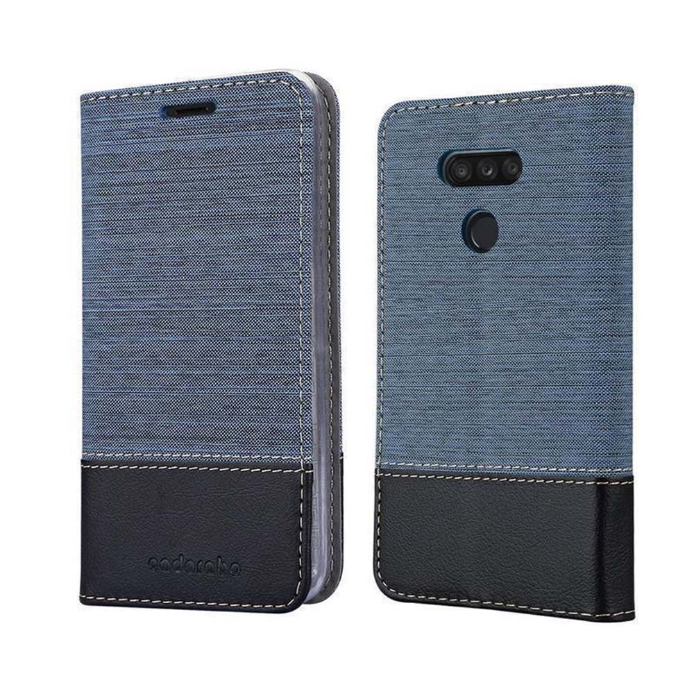 Custodia blu per telefono con fondo in pelle nera, divisa.