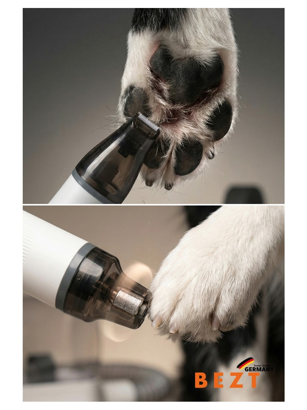 Bir köpeğin pençelerini törpülemek için köpek pati tüy kesme makinesi kullanılır.