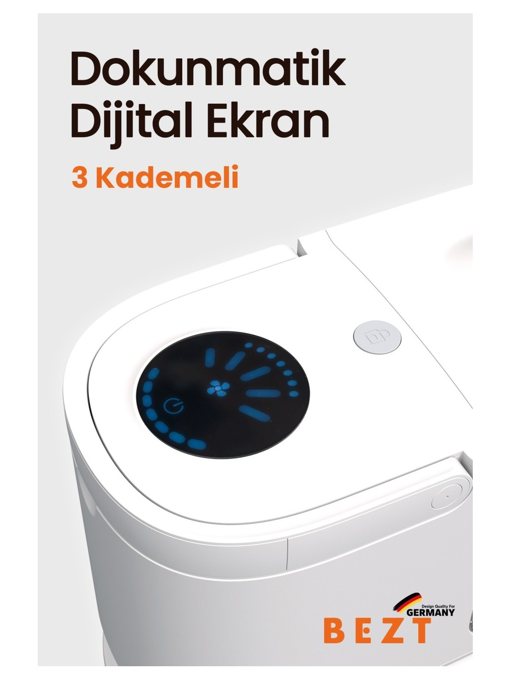 Dijital ekranlı ve BEZT logolu beyaz cihaz.