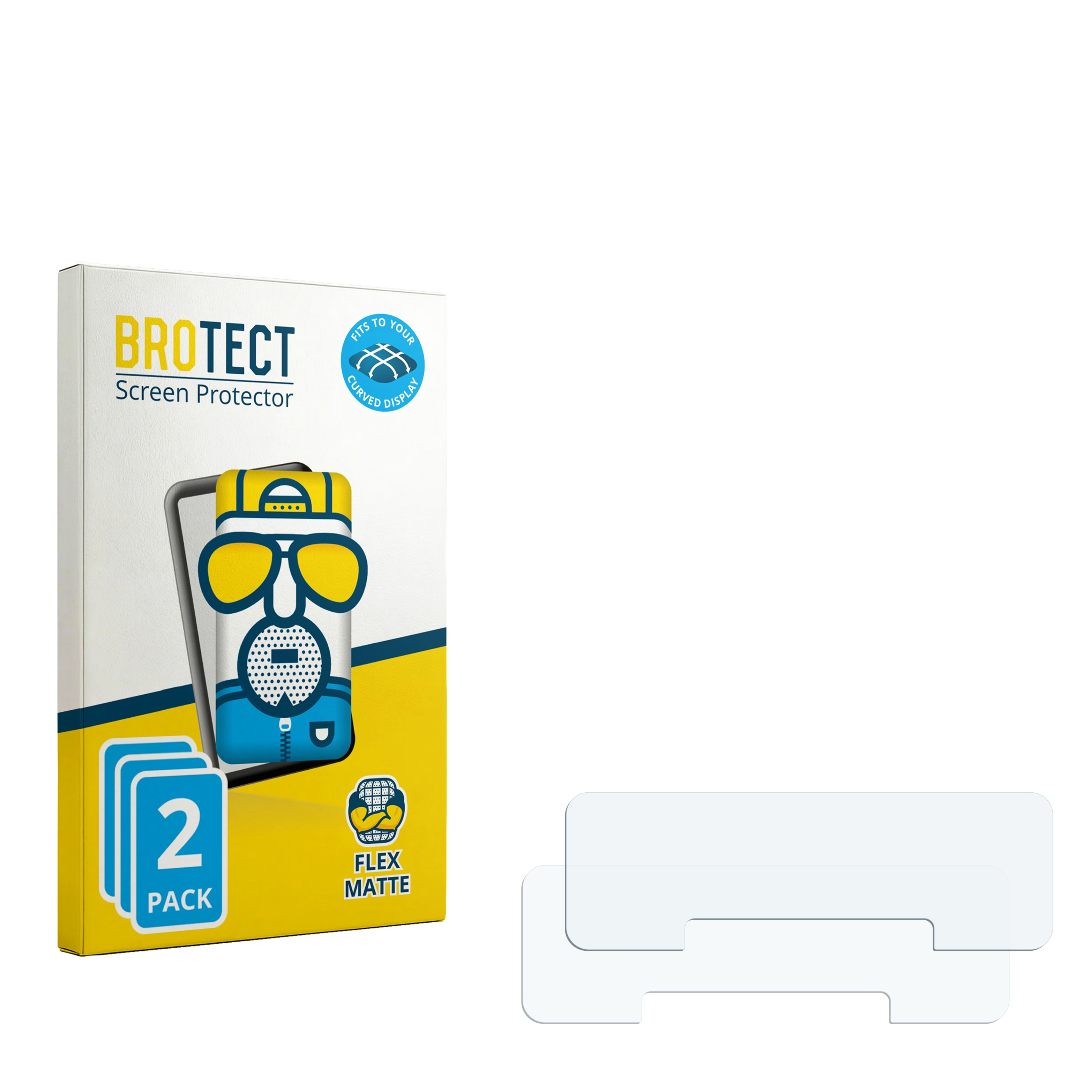 Verpackung für Displayschutzfolien mit 2 Stück im Paket und zwei zusätzlichen Folien.