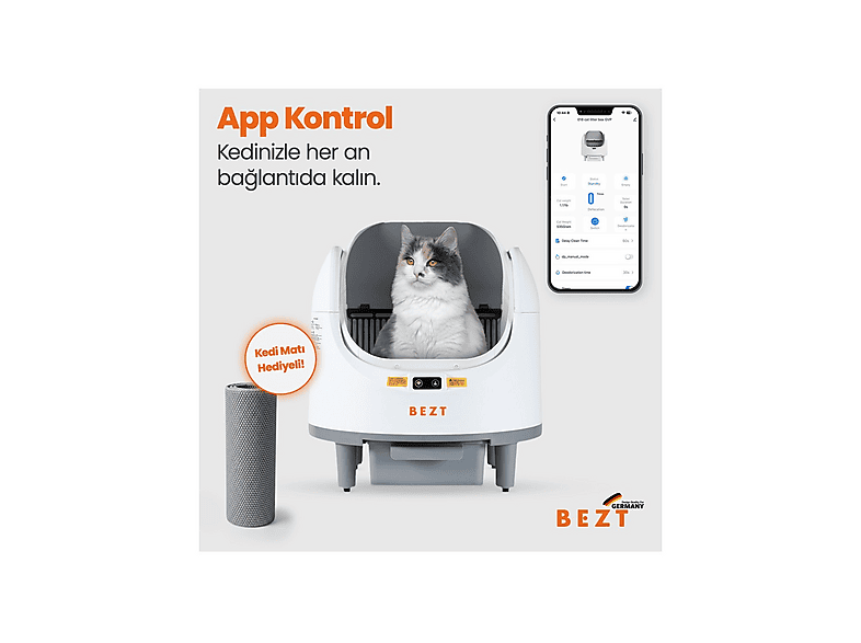 BEZT Pure Cat Otomatik Akıllı Kedi Tuvaleti Beyaz
