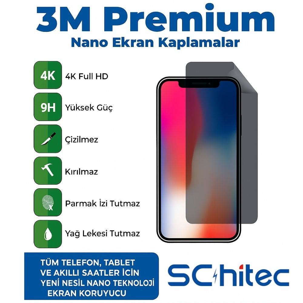 3M Premium ekran koruyucu: 4K, çizilmez, kırılmaz, parmak izi tutmaz.