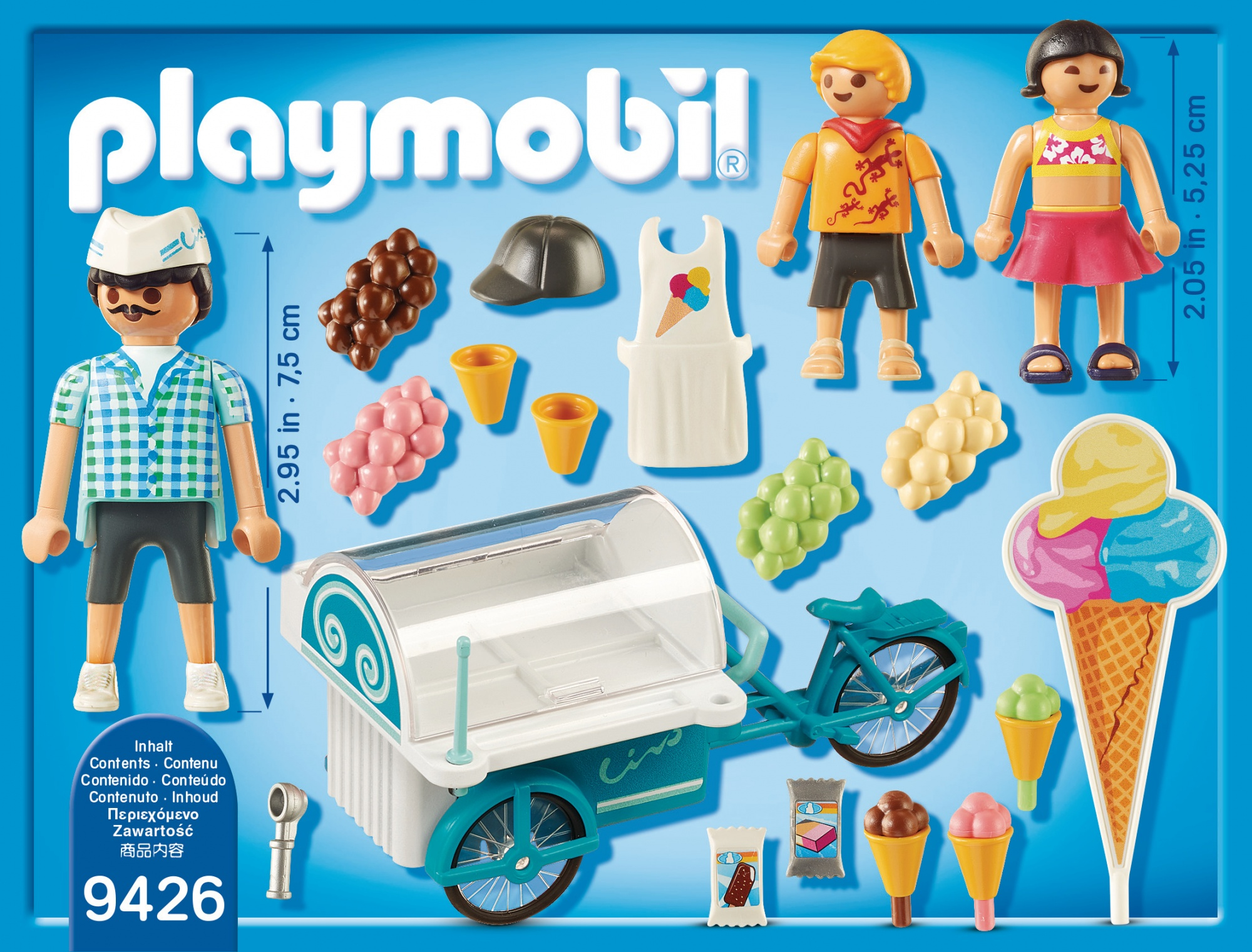 Playmobil Eiswagen-Set mit Figuren, Zubehör und Eiscreme-Dekorationen.
