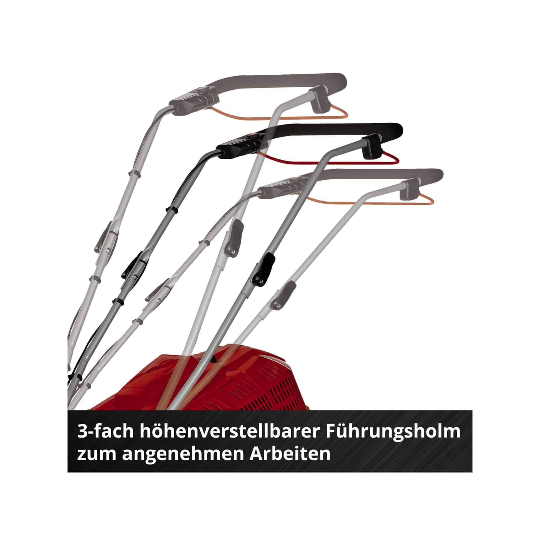 Dreifach verstellbarer Holm eines Rasenmähers