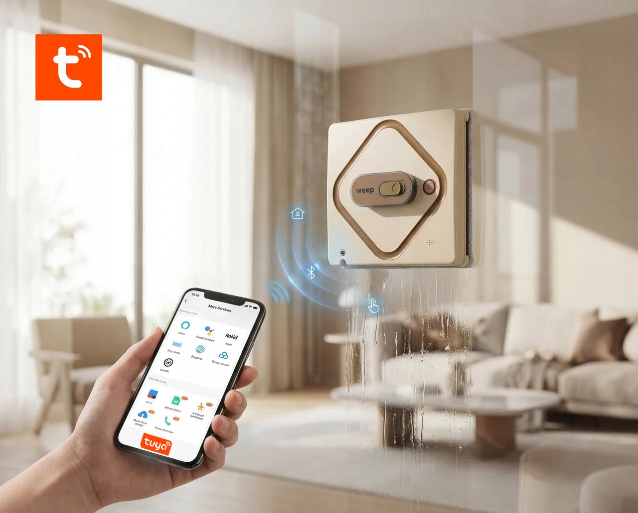 Robotyczny czyścik do okien sterowany aplikacją na smartfona.