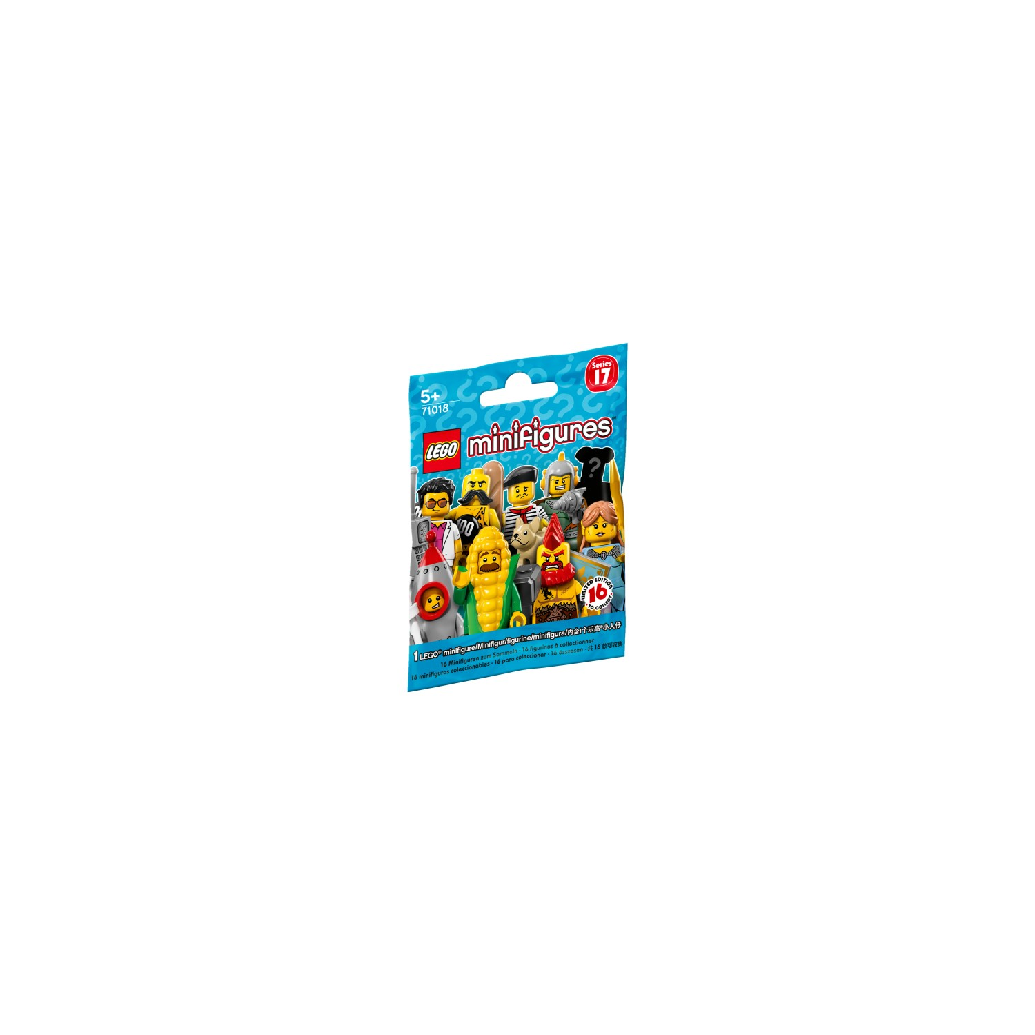 Çeşitli karakterlerin yer aldığı LEGO Minifigure Serisi 17 paketi.
