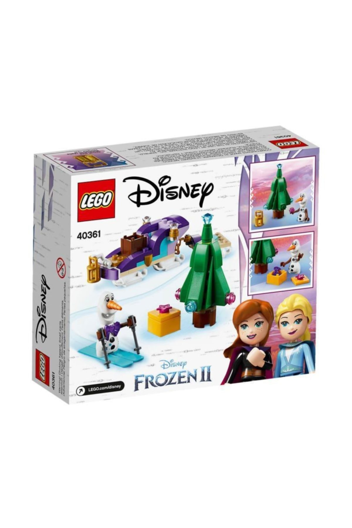 Set LEGO Disney Frozen II con Olaf, Elsa, Anna, slitta, albero e regalo.