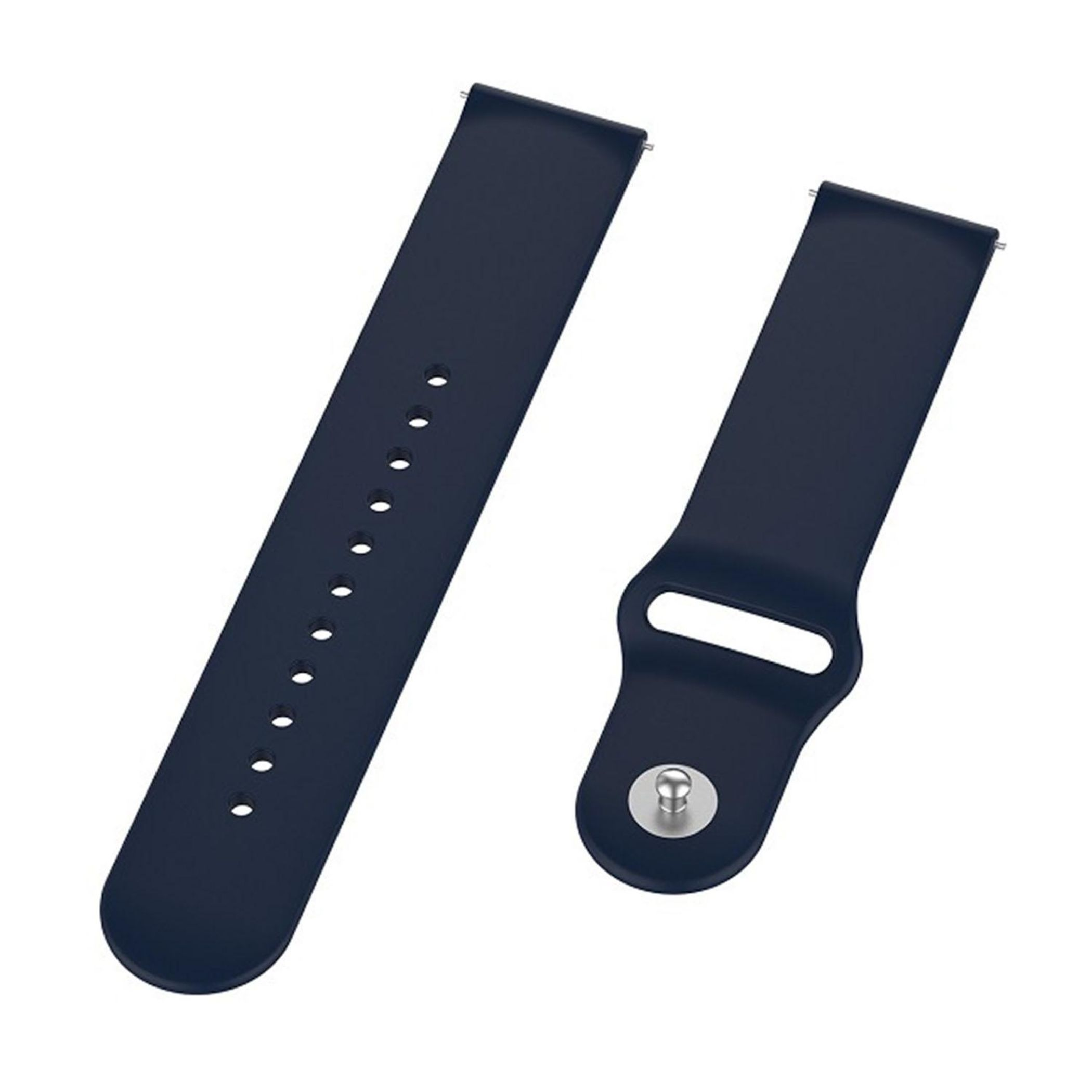 Dunkelblaue Uhrenarmbänder aus Silikon mit Dornschließe und Löchern.
