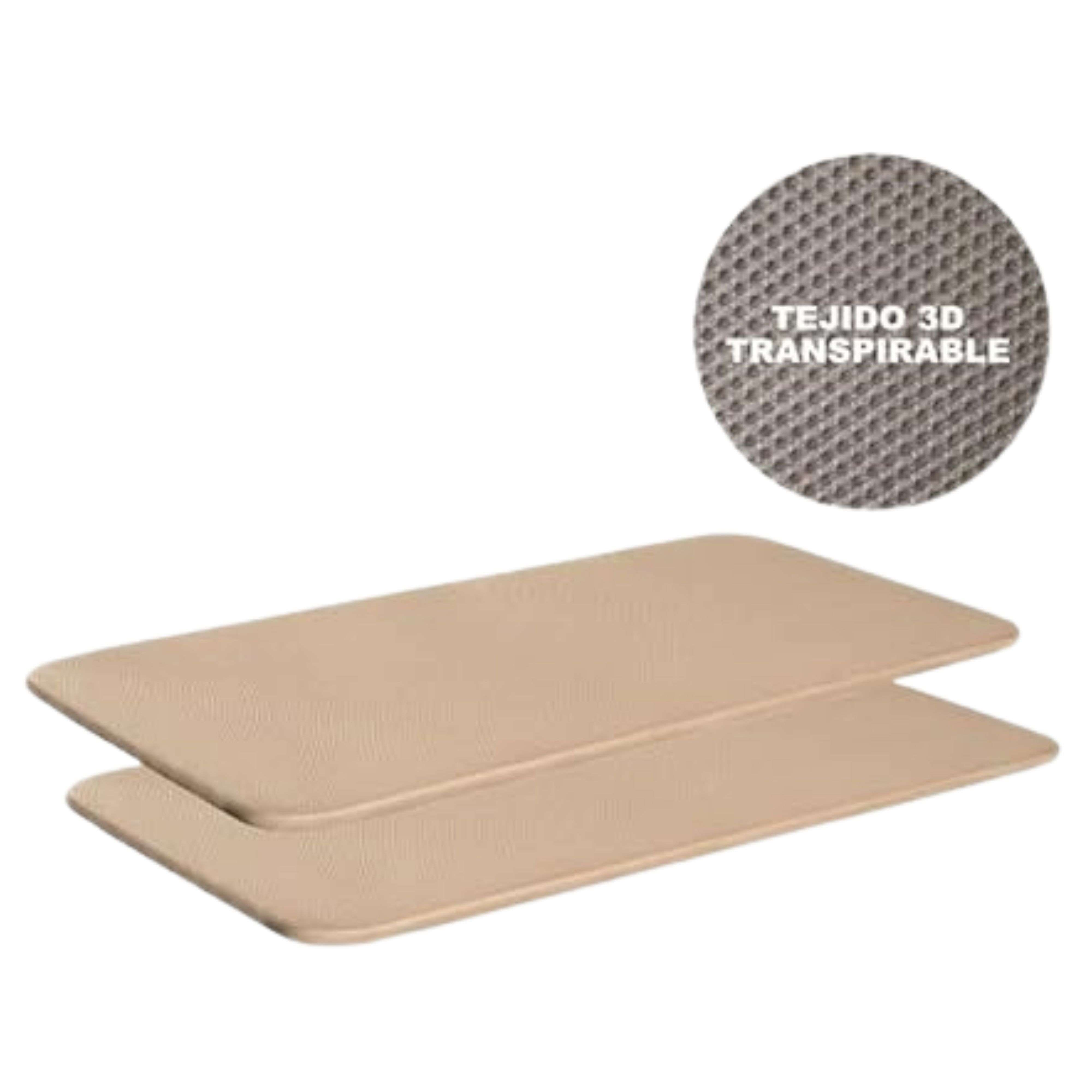 Dos rectángulos beige sobre fondo blanco con detalle texturizado arriba.