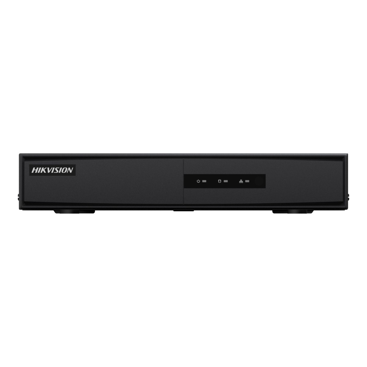 Güç, 8 kanallı ve güvenlik ikonlu siyah Hikvision DVR.