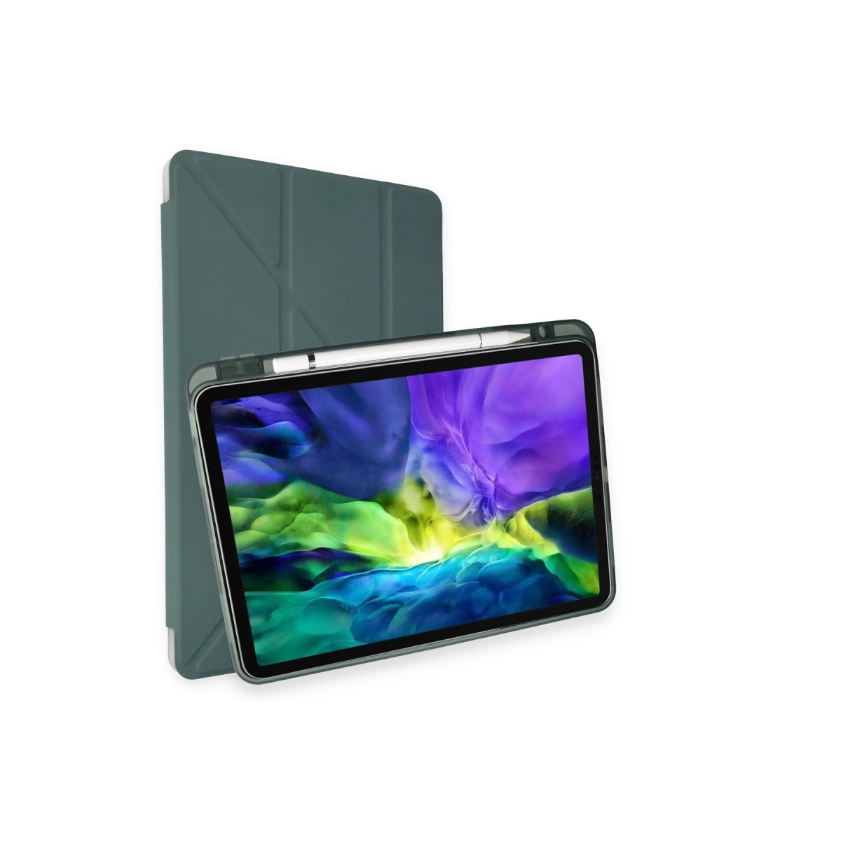 NEWFACE Kalemlikli Mars Apple iPad Pro 11 (2018) Uyumlu Tablet Kılıfı Koyu Yeşil
