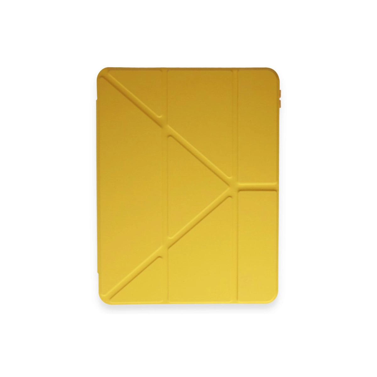 Geometrik desenli sarı tablet kılıfı.